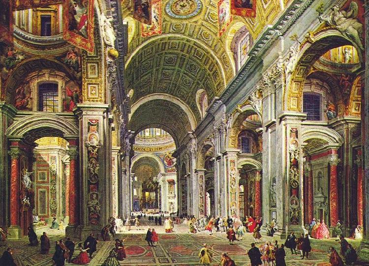 Giovanni Paolo Pannini Interior of St Peter s Rome Spain oil painting art